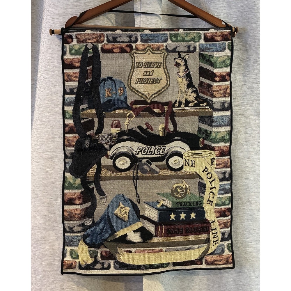 To Serve and Protect K-9 Police Themed Woven Hanging Wall Tapestry